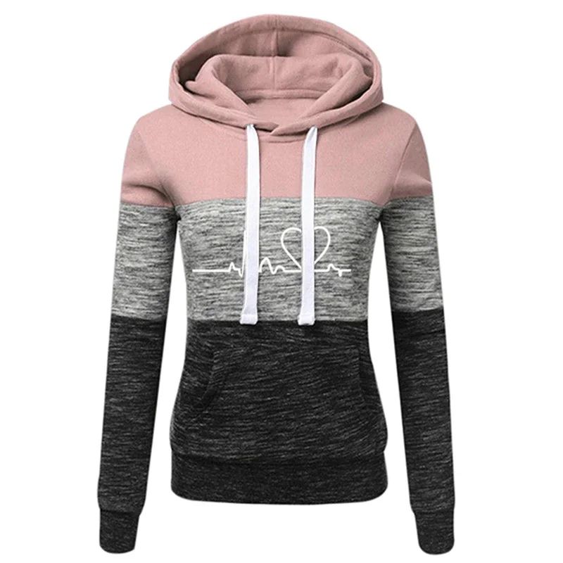 Color Block Womens Tracksuit Set Hooded Sweatshirt & Jogger Pants Activewear (S3XL) blacktopb l(us 08 10)