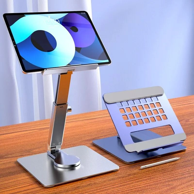 Aluminum Rotating Tablet Stand Heavy Duty 360 Desktop Riser silver