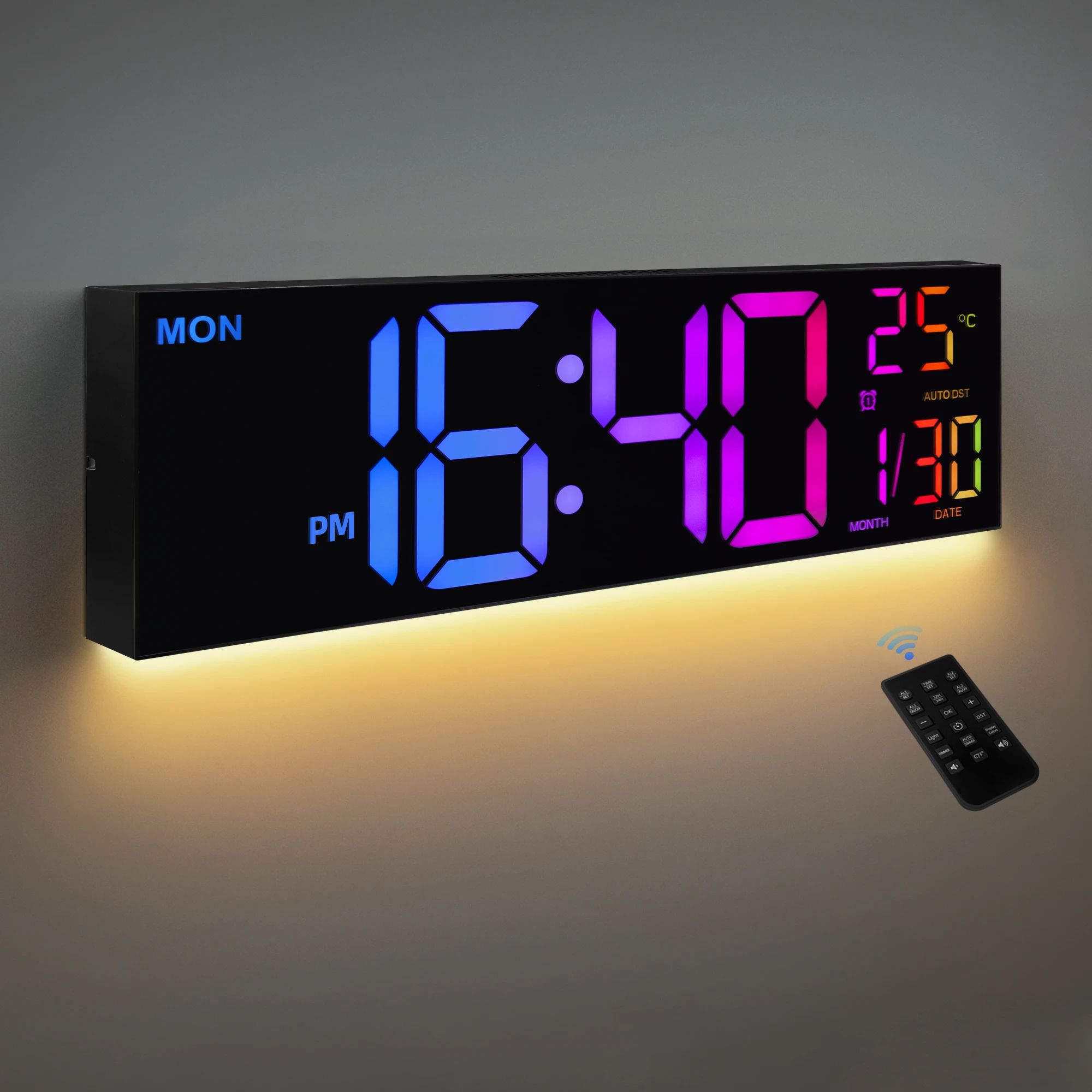 16 Inch Large RGB Digital Wall Clock white 16 Inch