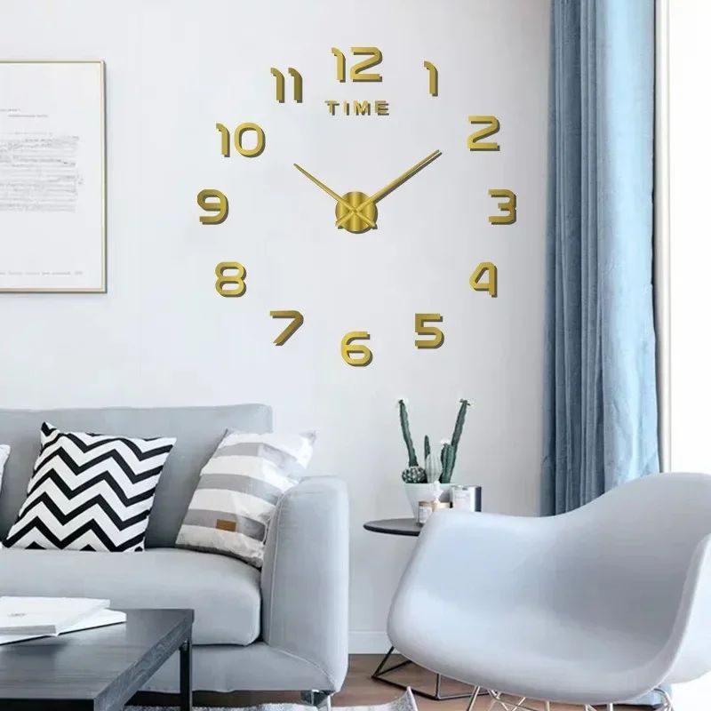 Glow In The Dark Silent Wall Clock Modern DIY Luminous Home Decor silvery