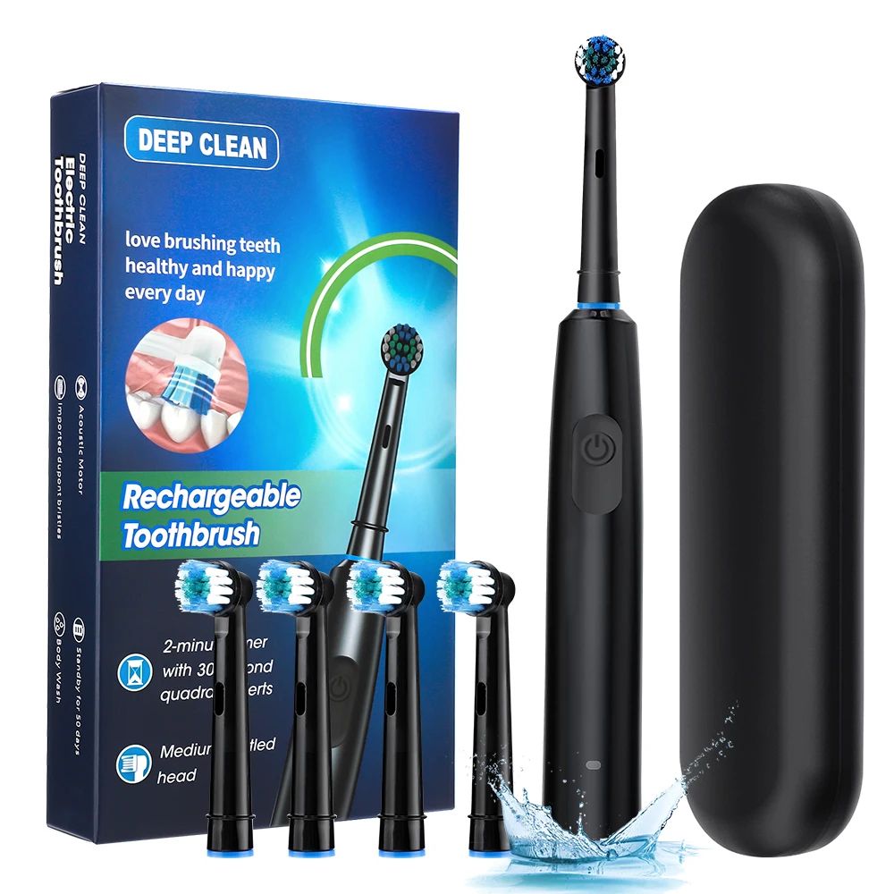 SmartSpin Pro Rechargeable Electric Toothbrush With Rotary Cleaning Power white