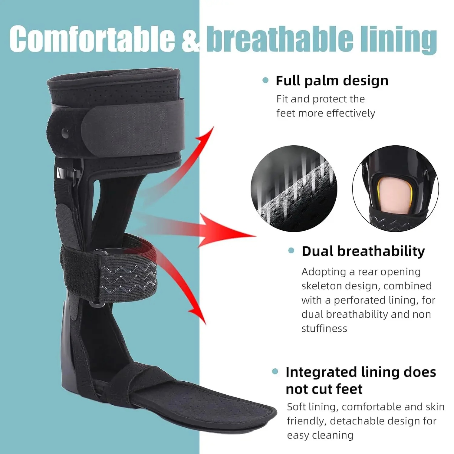 Adjustable Foot Drop Support Brace For Stroke, MS, Hemiplegia | Medical Ankle Foot Orthosis For Men & Women black right l