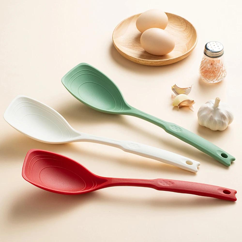 Multi use Silicone Spoon For Cooking, Comfortable Non slip Handle, Large Round Handle Mixing Spoon, Kitchen Utensil red