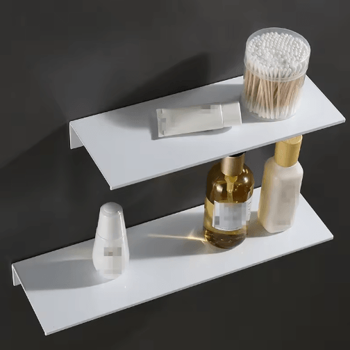 No Drilling White Wall Shower & Kitchen Storage Rack matte 40cm 5kg Load