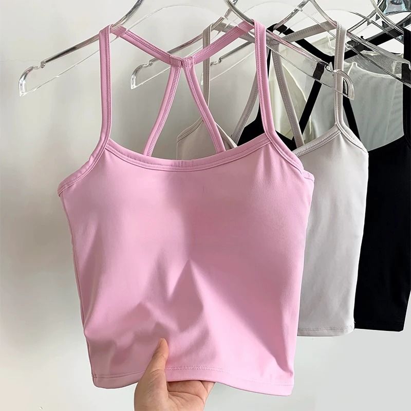 FlexGlow Nude Sports Bra Slim Fit Yoga Fitness Vest red m