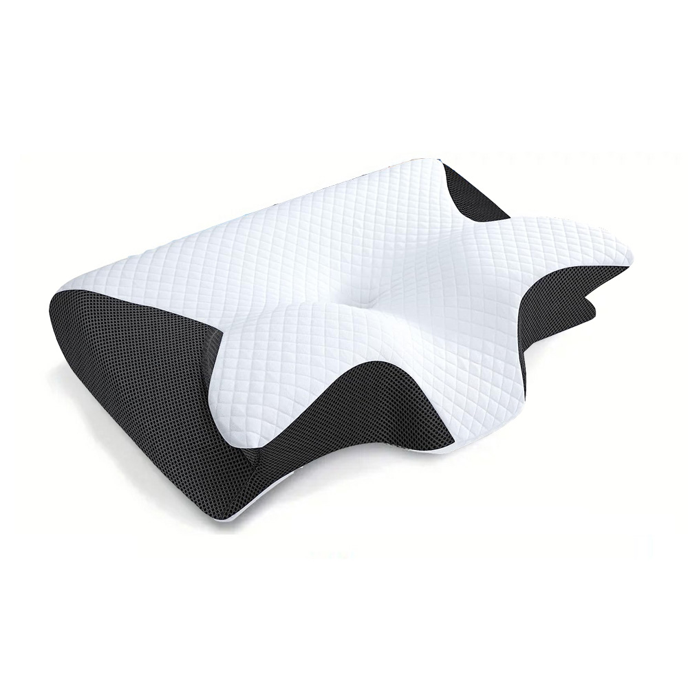 2 In 1 Memory Foam Cervical Pillow Ergonomic Contour Orthopedic Pillow For Neck Pain Relief And Deep Sleep Support black