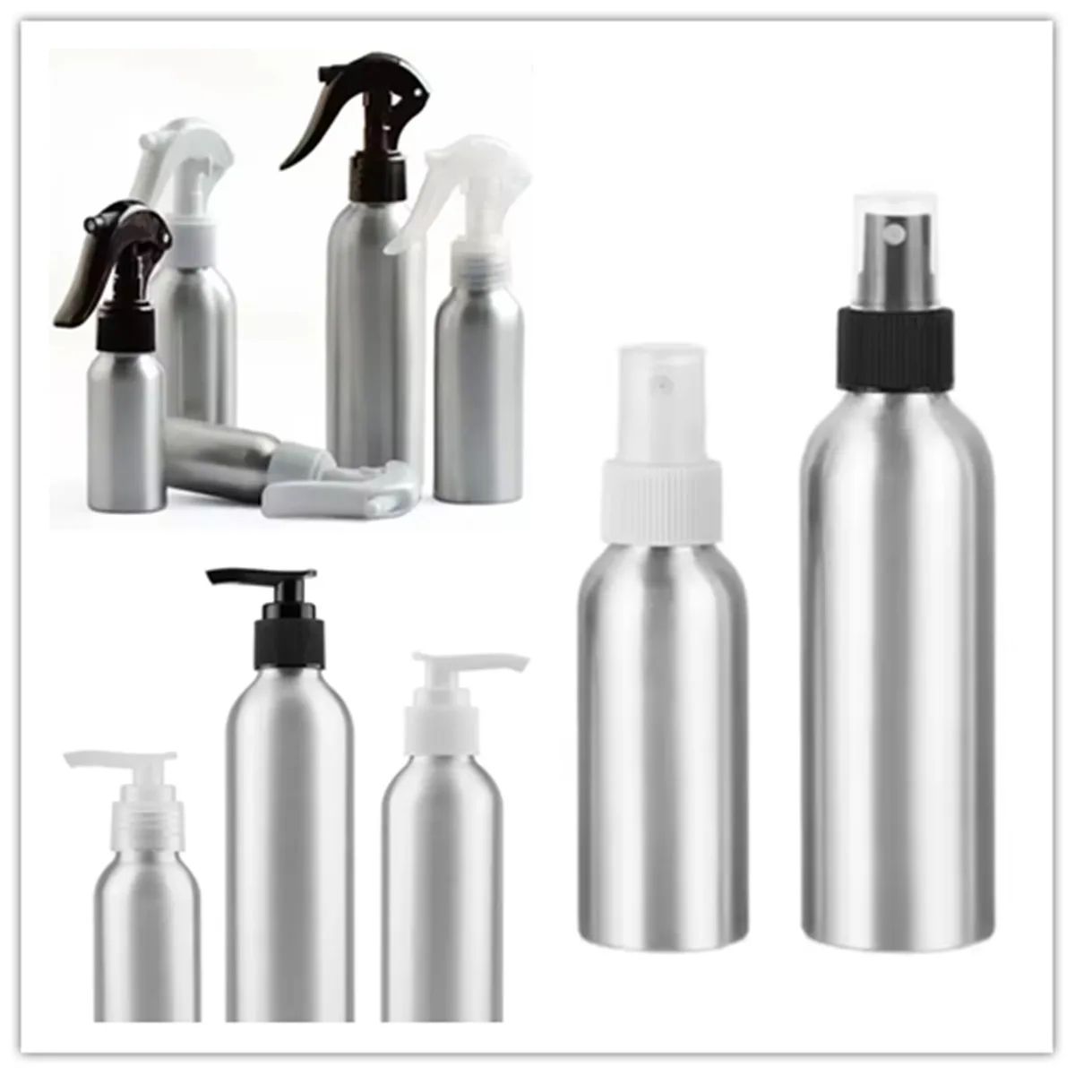 Refillable Aluminum Spray Bottle With Fine Mist Sprayer & Lotion Pump Travel Size 1oz8oz aluminum Black Spray 50ml