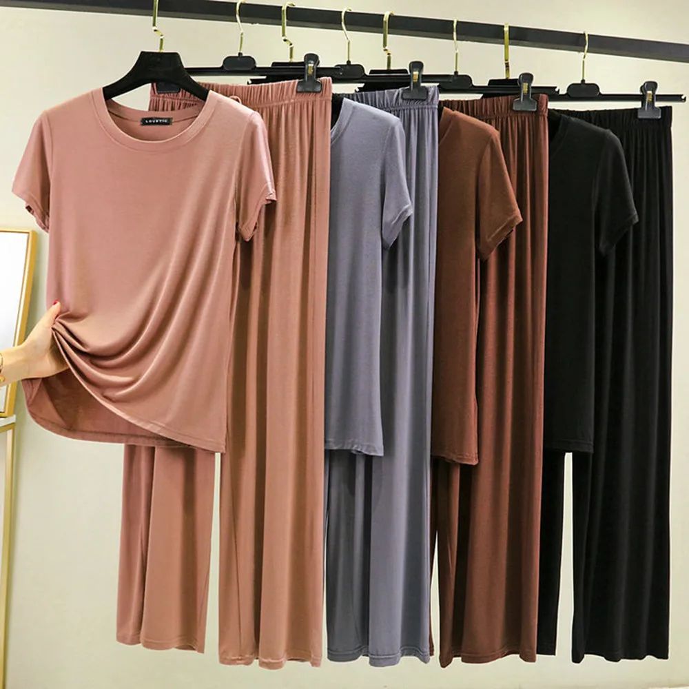 Summer Breeze Womens Modal Pajama Set Soft Womens Modal Pajama Set Lounge Sleepwear (M XXL) coffee l