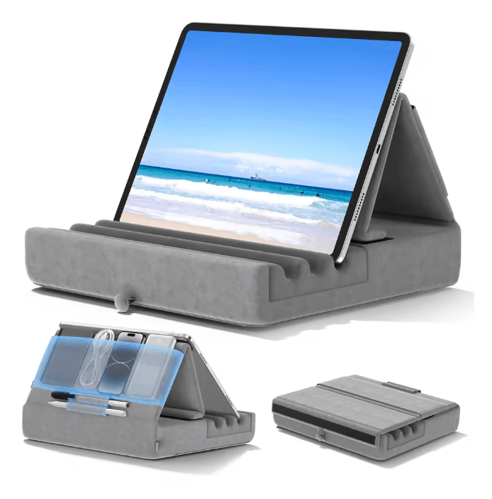 KDD Tablet Pillow Holder Foldable IPad Stand For Lap Bed And Desk blue