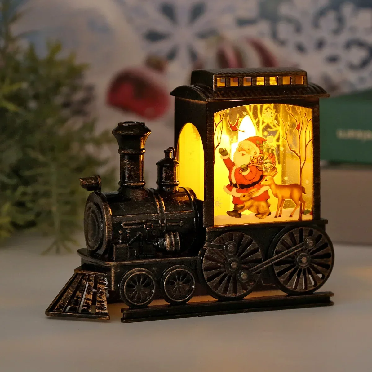 Vintage LED Train Night Lamp Battery Powered Outdoor Hanging Lantern For Christmas & Festive Party Decoration b elk