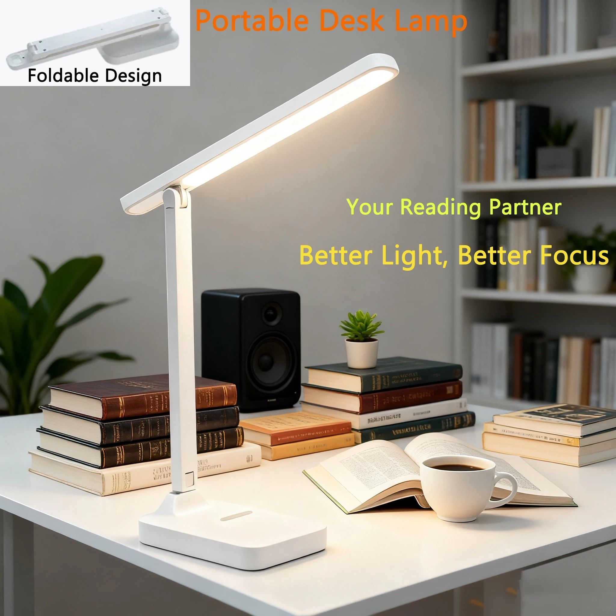Foldable Eye Protection Desk Lamp Three Speed Dimmable Study Light plug In Model