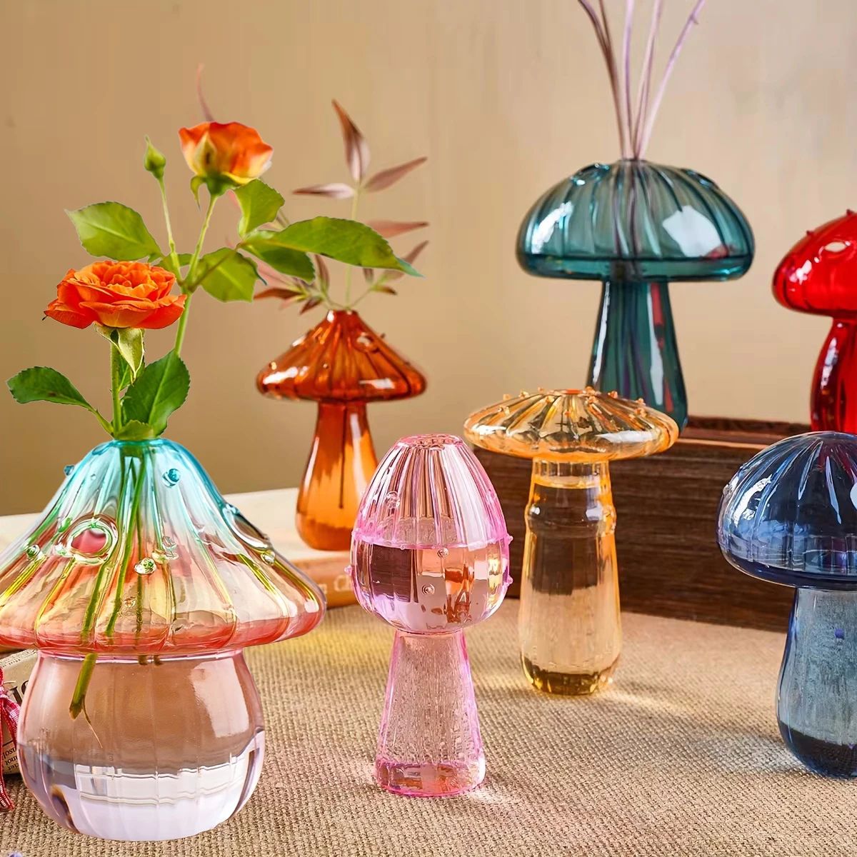 Colorful Mushroom Glass Vase Nordic Style Home Decor a Style