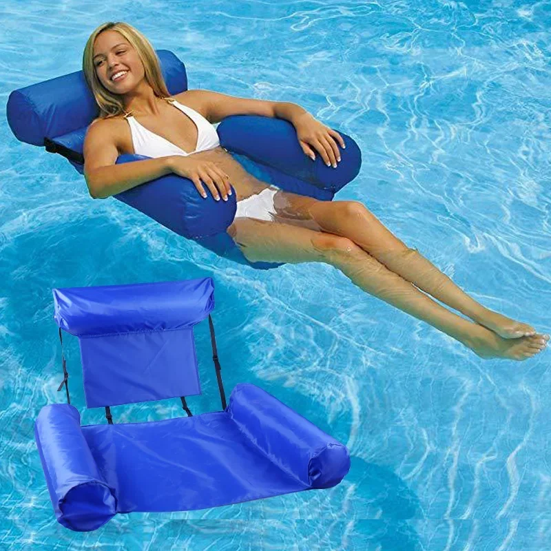 Inflatable Pool Lounge Chair With Armrests Headrest PVC Oxford Cloth Ideal For Relaxation At Beach Lake Pool For Adults red