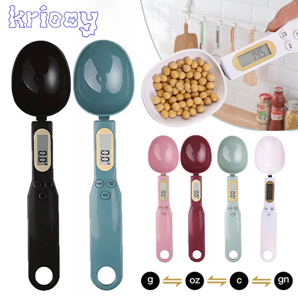 Digital Spoon Scale Mini LCD Measuring Kitchen Tool For Flour, Milk & Coffee black