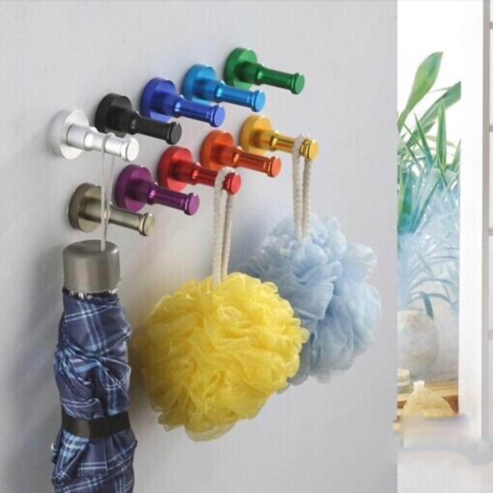 Colorful Decorative Wall Hanger For Clothes, Keys, Towels, Bathroom, Kitchen, Metal Aluminum Drilling Wall Mount Hooks 06