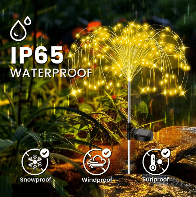 Solar Flower Fairy Lights Outdoor Waterproof Garden & Patio Firework Decor multi Color 60led