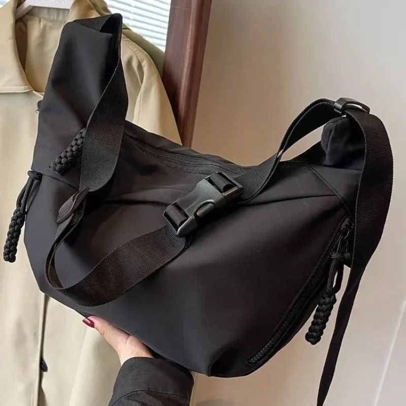 High Capacity Nylon Hobo Crossbody Shoulder Bag For Women black