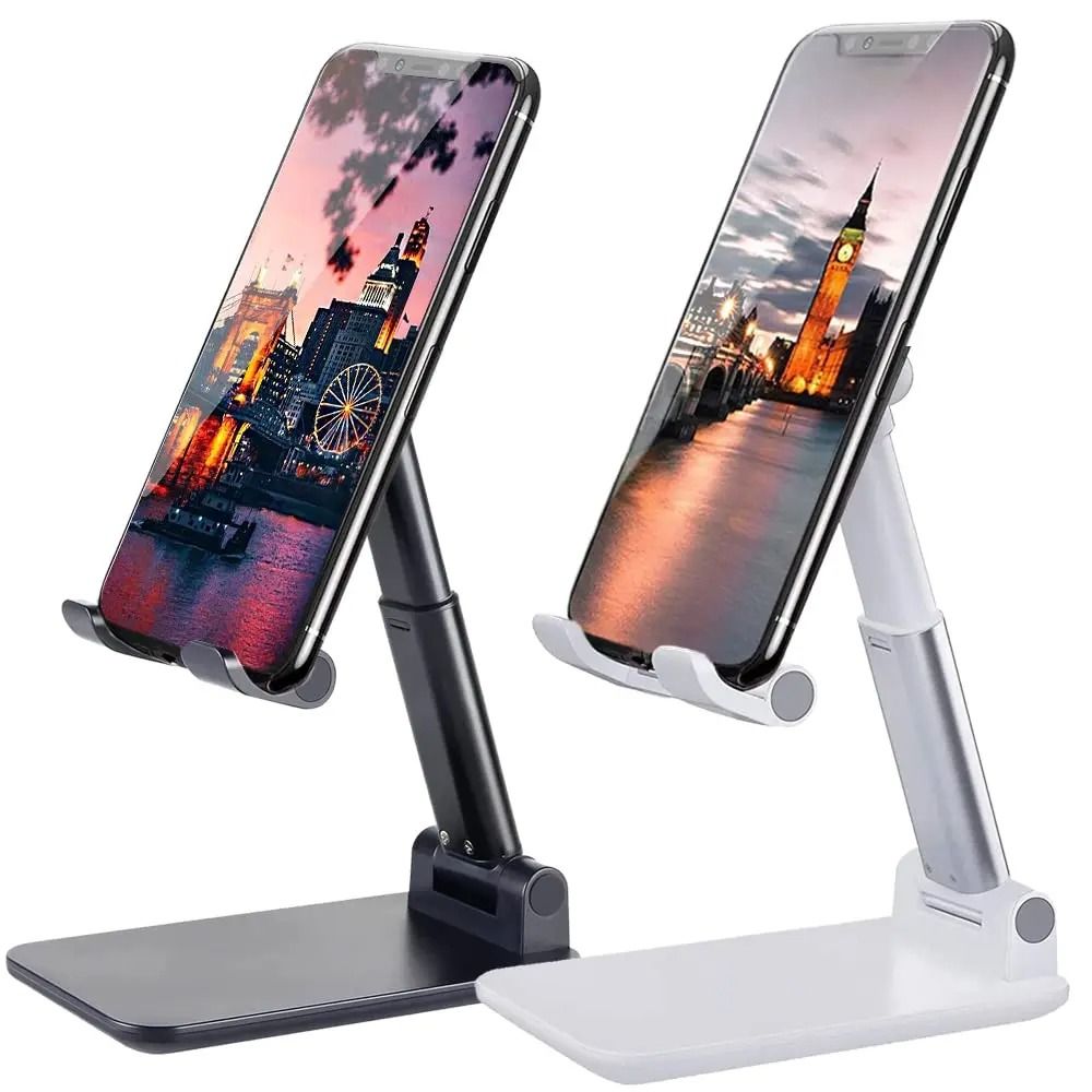 Adjustable Desktop Phone Stand Foldable & Portable Universal Mount white