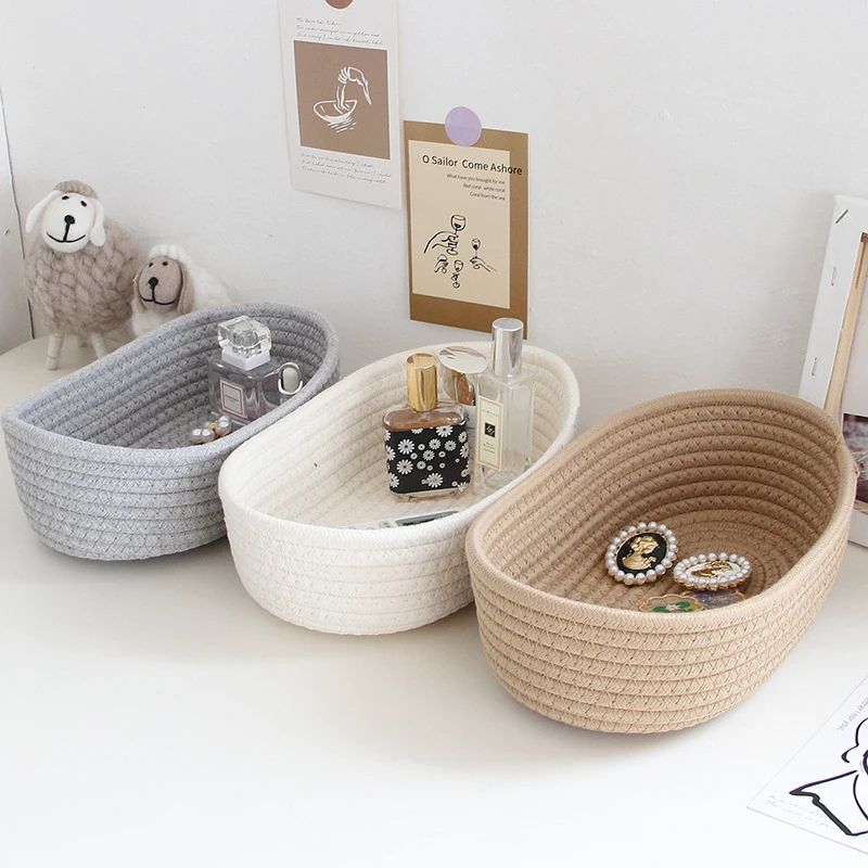 Woven Multifunctional Storage Basket Organizer white m