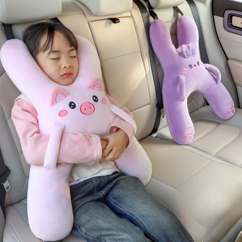Kids Car Neck Pillow Safety Sleep Aid & Seat Belt Comfort Support For Long Distance Travel 3