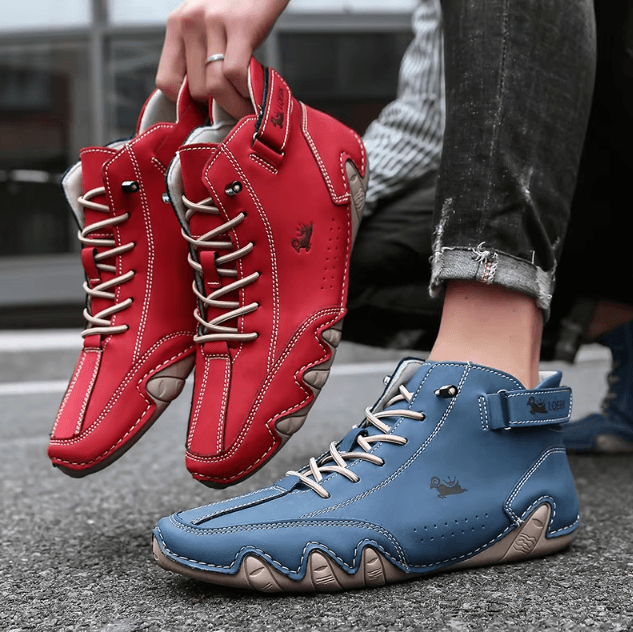 Mens Casual Leather Outdoor Walking Loafers Comfortable Lightweight Sneakers Shoes blue 45 (12 Us)