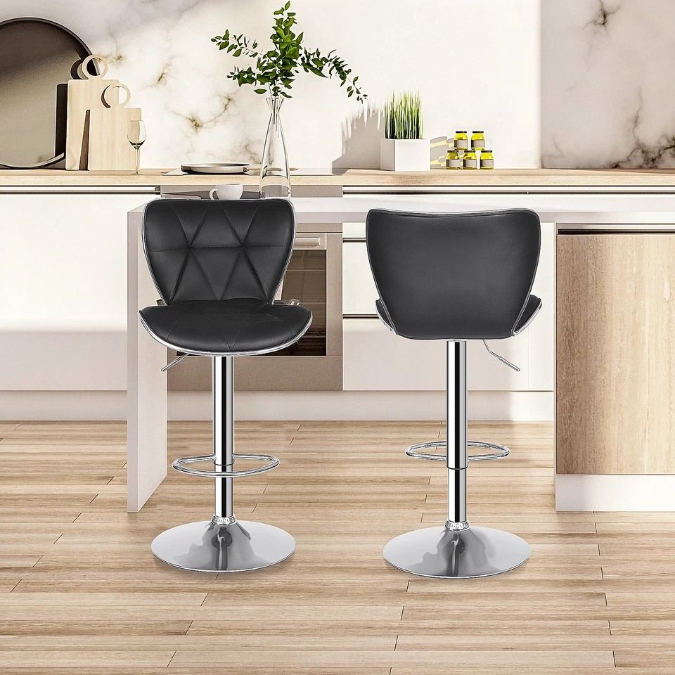 Adjustable Height Shell Back Bar Stools, Swivel PU Leather Stool, Modern Kitchen And Home Office Seating Adjustable Height Shell Back Bar Stools, Swivel PU Leather Stool, Modern Kitchen And Home Office Seating