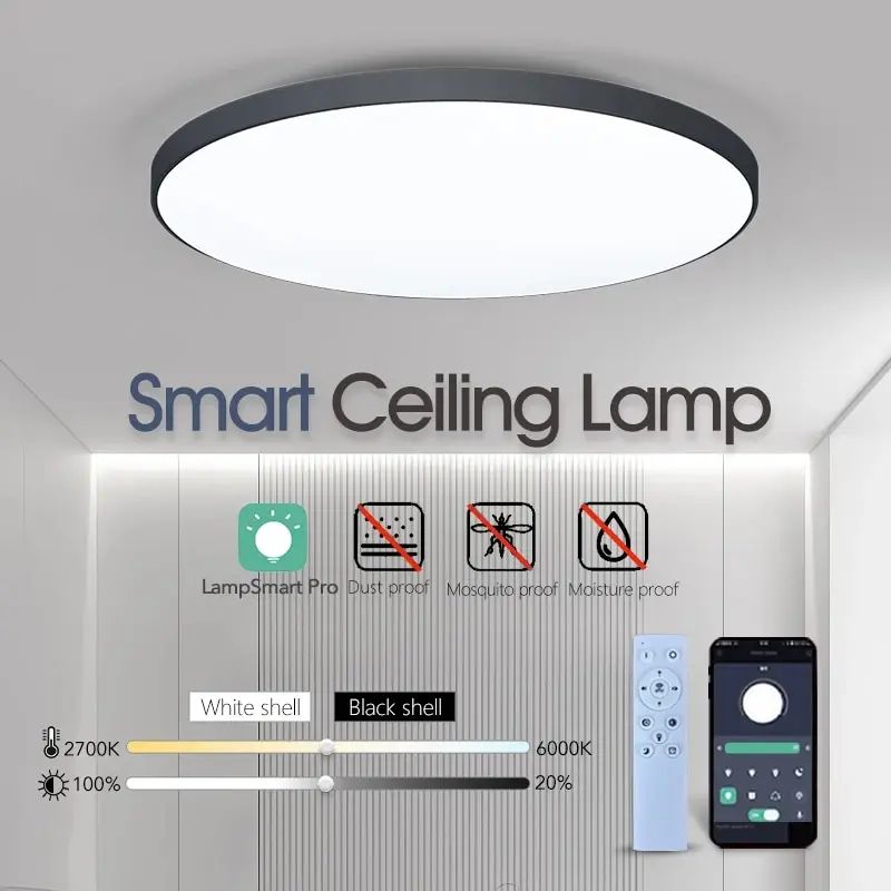 Smart LED Ceiling Lamp 36W 50W With App Remote Control 36w Black Border changeable