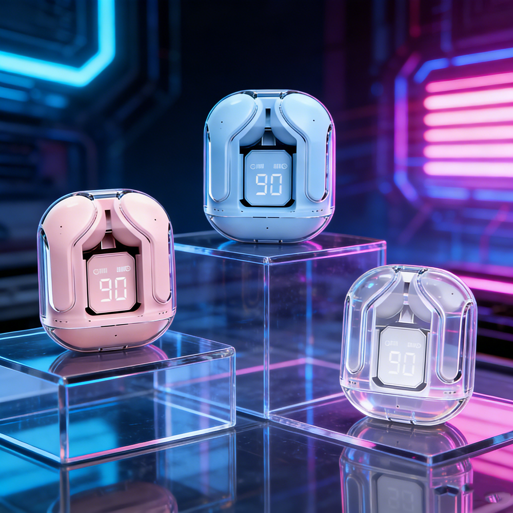 Wireless Mini Earbuds With LED Power Display TWS Bluetooth Headphones For Stereo Sound & Clear Calls black