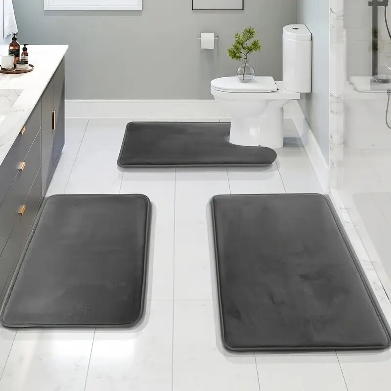 Soft Non Slip Piece Bath Mat Set Absorbent, Comfortable & Durable For Bathroom & Laundry Rooms khaki Color
