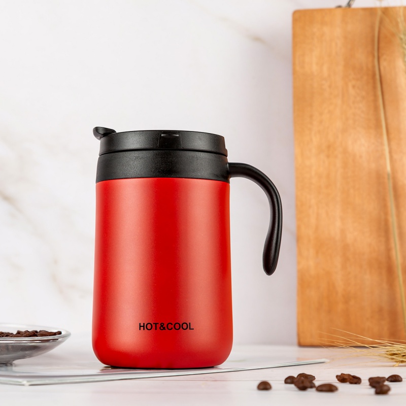 Premium Stainless Steel Insulated Coffee Mug With Handle Large Capacity Wide Mouth Office Travel Cup gold 500ml