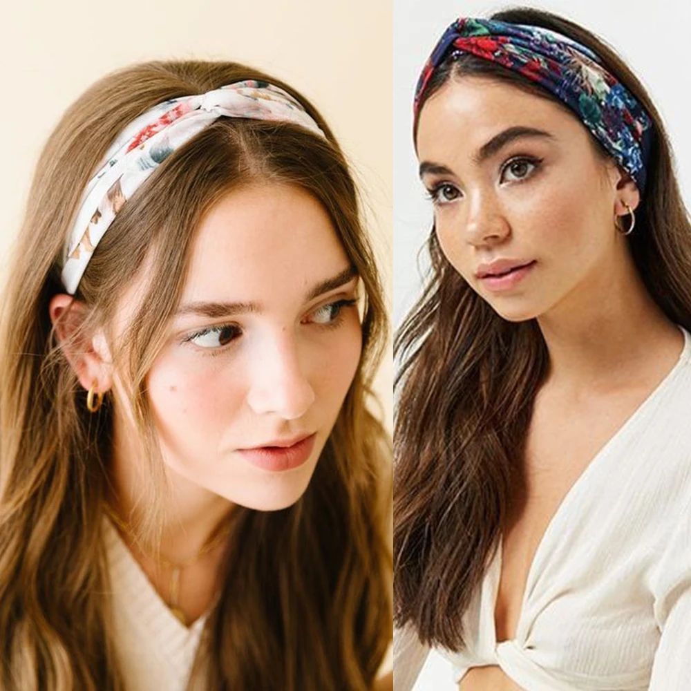 Boho Chic Twist Bohemian Headbands For Women Soft Cross Turban Summer Hair Band 19 Red
