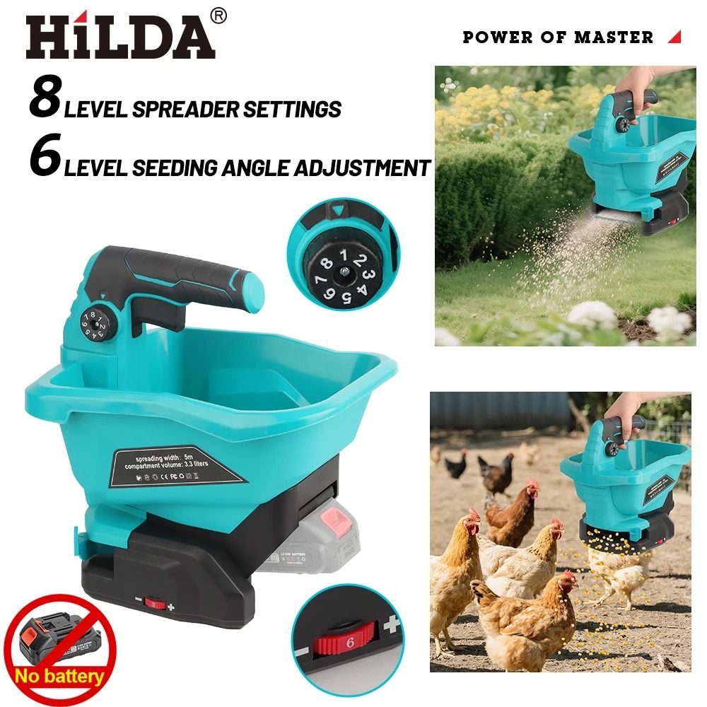 HILDA Handheld Electric Seeder & Fertilizer Spreader 6 Gear Rechargeable Power Spreader For Agricultural Use HILDA Handheld Electric Seeder & Fertilizer Spreader 6 Gear Rechargeable Power Spreader For Agricultural Use