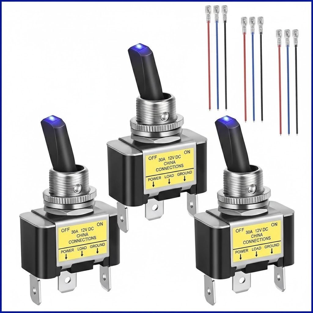 ON OFF Blue LED Waterproof Rocker Toggle Switch For Car Boat ON OFF Blue LED Waterproof Rocker Toggle Switch For Car Boat