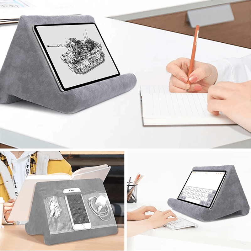 Multi Angle Tablet Pillow Stand Soft Lap Holder For IPad And Phones gray