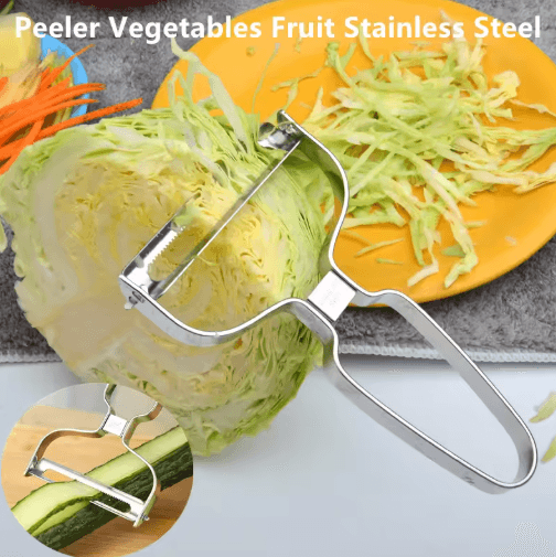 WideEdge Stainless Steel Vegetable Peeler And Cabbage Shredder large Serration