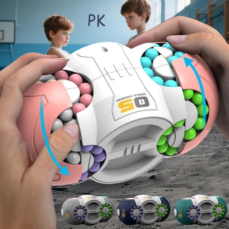 Magic Bean Cube Rotating Brain Teaser Finger Fidget Toy pink (c)