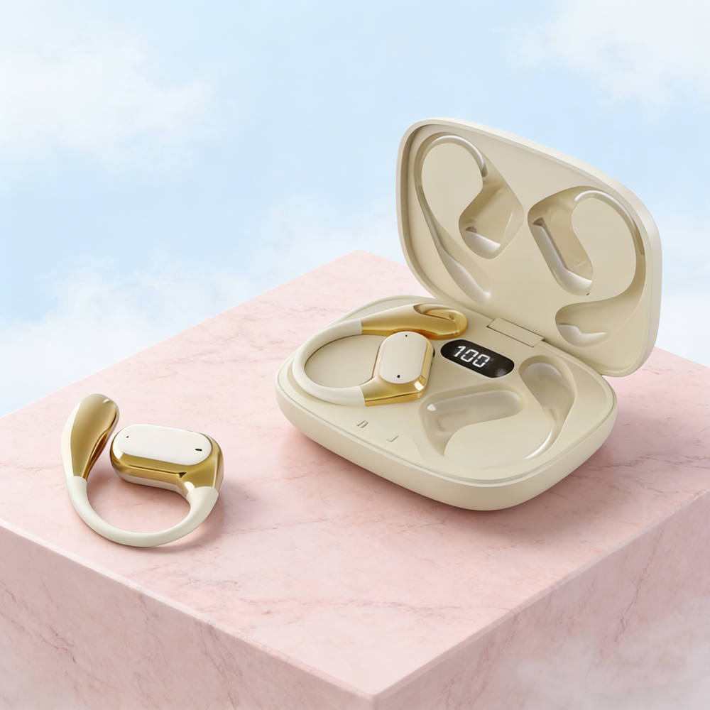 Original Silicone In Ear Hanging Hook Wireless Bluetooth Headset With ENC Noise Reduction And HD Call Mic For Sports And black