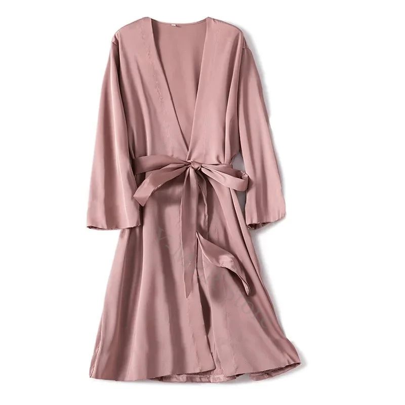 SilkEase Satin Kimono Robe Silky Satin Robe For Women Bridal & Luxury Silk Nightgown Robe caramel m