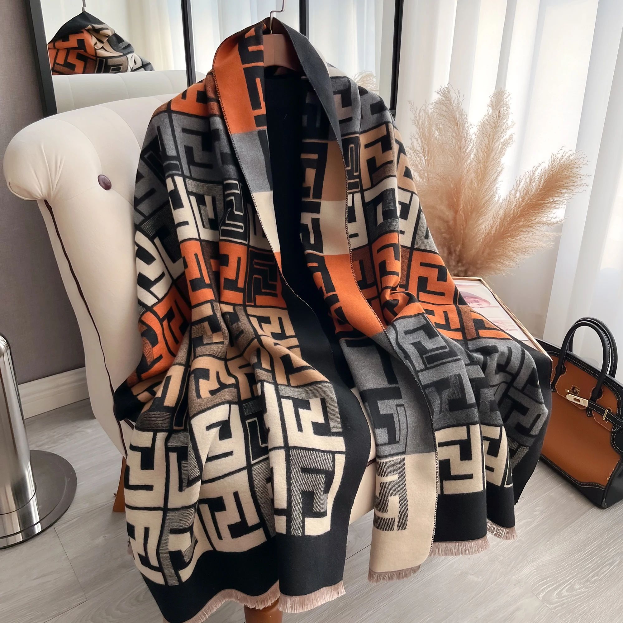Luxury Two Sided Print Pashmina Scarf a