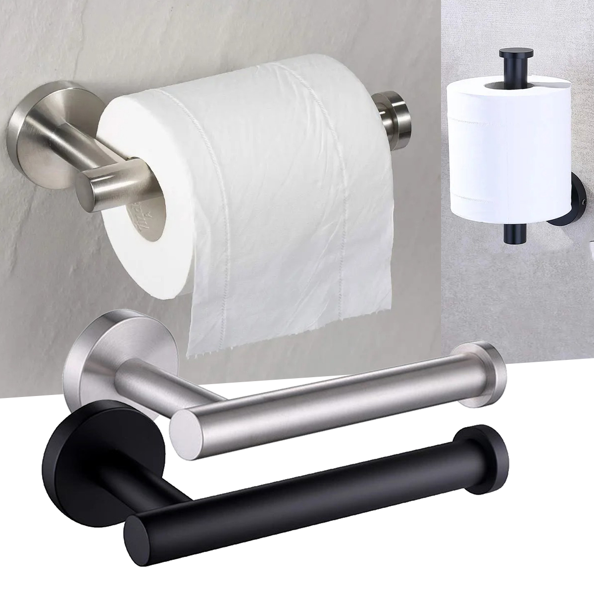 Stainless Steel Wall Mount Toilet Paper Holder Modern Tissue Roll Dispenser For Bathroom Storage silver