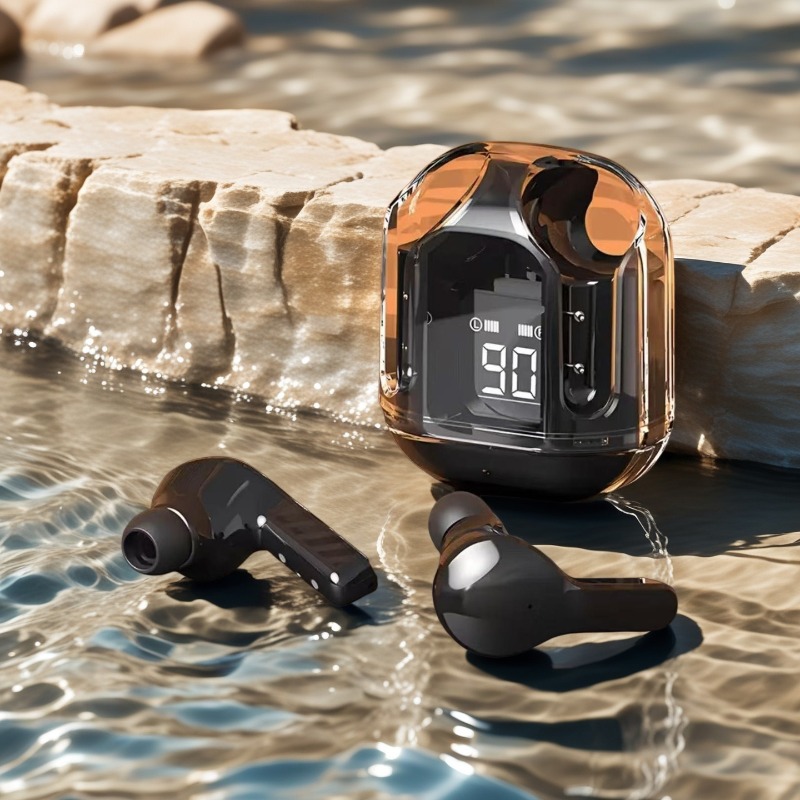 Wireless Mini Earbuds With LED Power Digital Display TWS Bluetooth Headphones For Stereo Sound blue