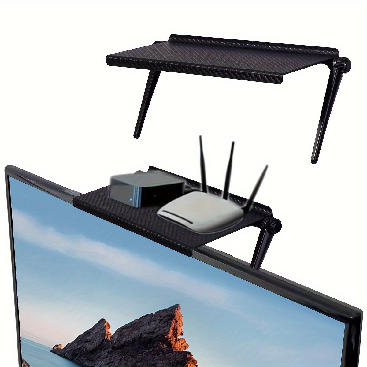 Adjustable TV Screen Top Storage Shelf Computer Desktop Display Stand Monitor Storage Rack s