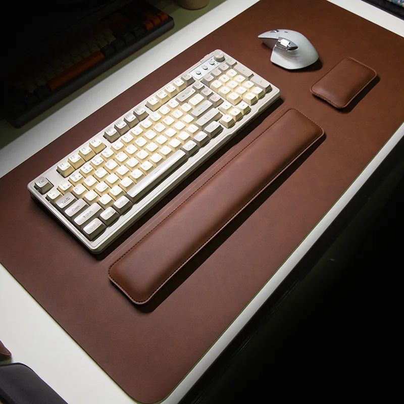 ProShield Waterproof PU Leather Desk Mat Set Large Non Slip Mouse Pad With Keyboard Mat & Wrist Rest black Set 15.7 35.4 In