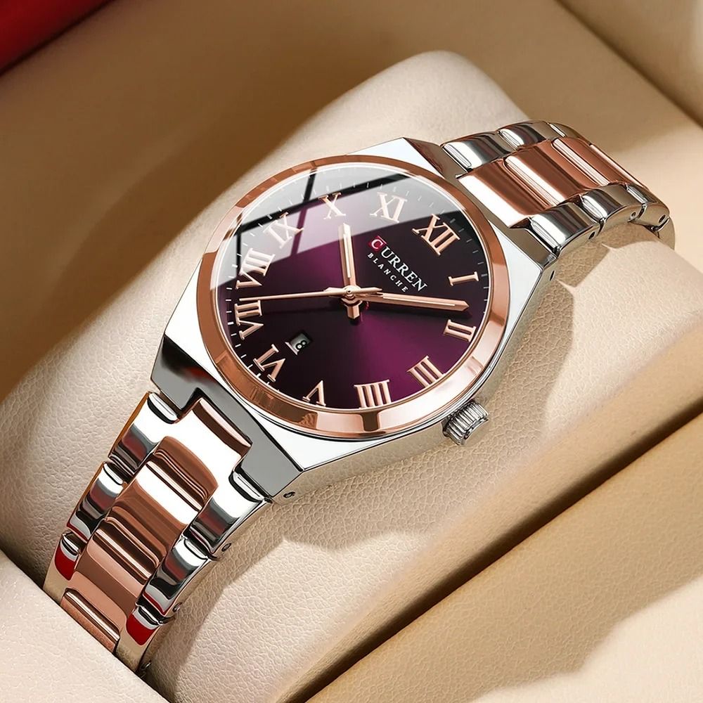 Stainless Steel Dress Watch Waterproof Analog Bracelet Watch With Date For Women gold Black