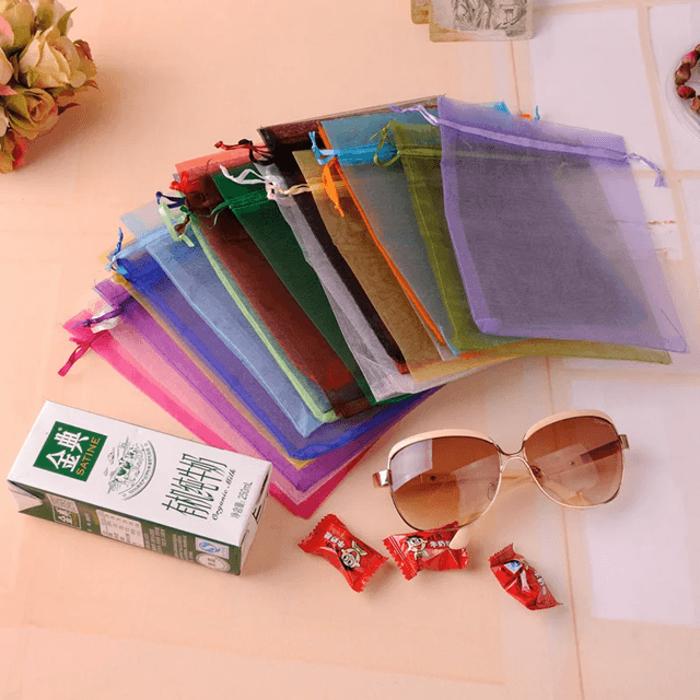 50 Piece Organza Gift Bags Sheer Jewelry And Party Favor Pouches 7