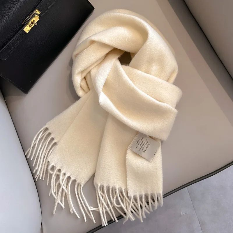 Premium 100% Wool Winter Narrow Scarf 28 Solid Colors Unisex Warm & Cold Proof Wrap 17