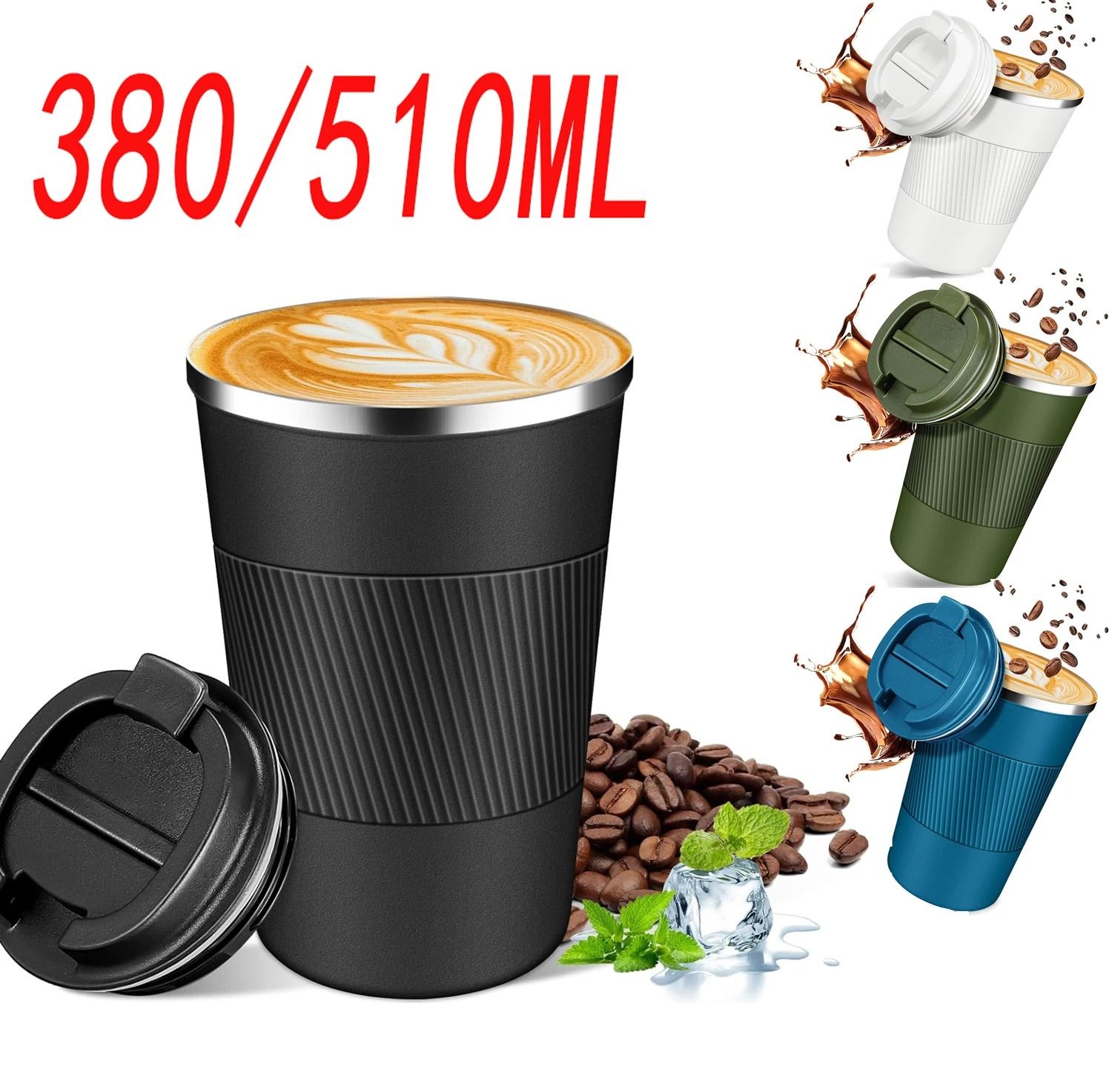 Stainless Steel Coffee Cup Thermal Mug Leak Proof Travel Thermal Bottle Reusable Insulated Cup For Hot And Cold Drinks green 510ml