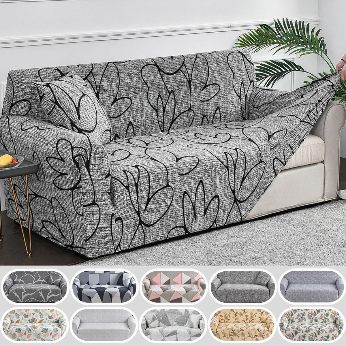 Floral Stretch Sofa Slipcover Elastic Spandex Couch Protector For Living Room Decor 14 3 Seaters 1 Pc