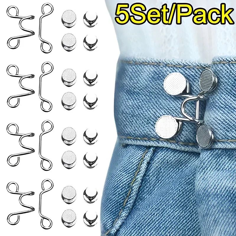 Adjustable Waist Extender Button Set For Jeans No Sewing s gold (27mm) 5 Set