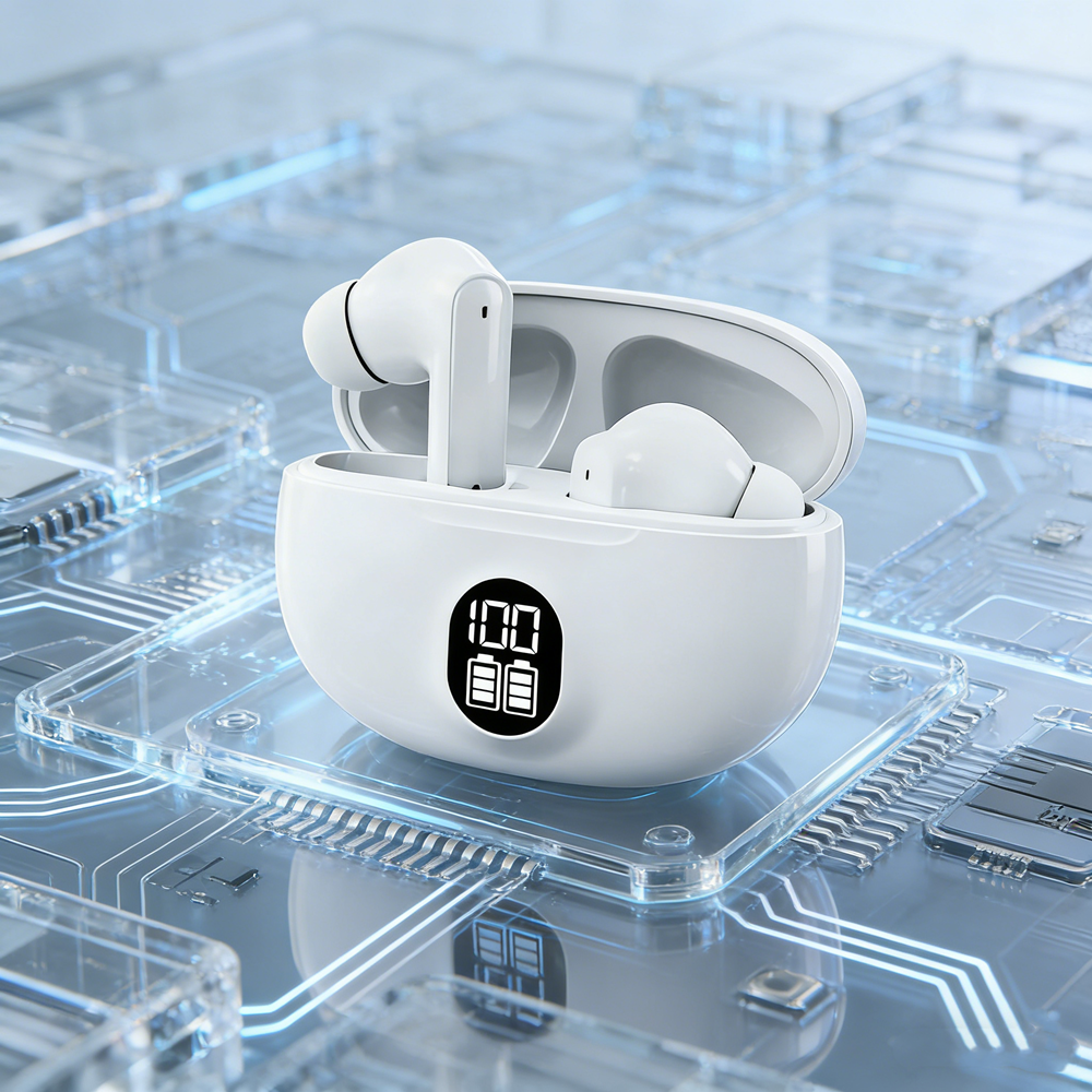 Bluetooth TWS Wireless Earbuds With Waterproof Headset And Mic For Clear Sound white